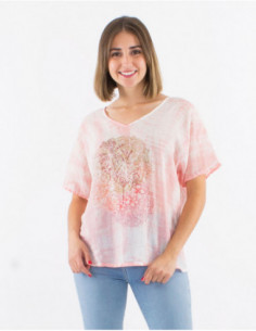 T shirt en coton Tie and Dye ethnique