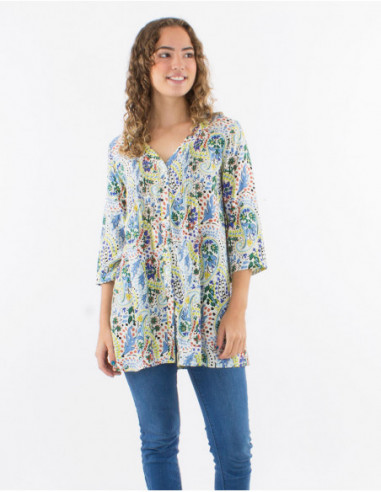 Tunic buttoned cashmere pastel