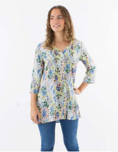 Tunic buttoned cashmere pastel