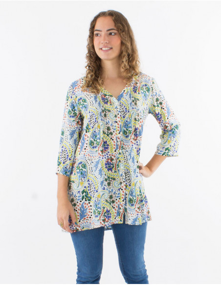 Tunic buttoned cashmere pastel