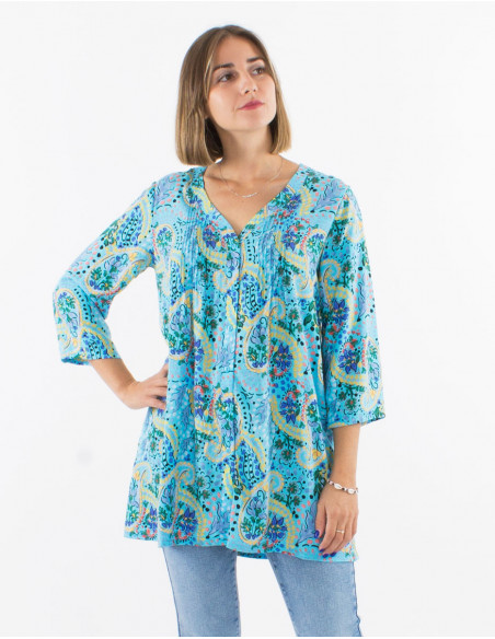 Tunic buttoned cashmere pastel