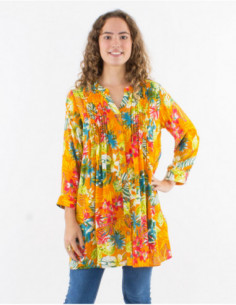 Original tropical tunic with pleats