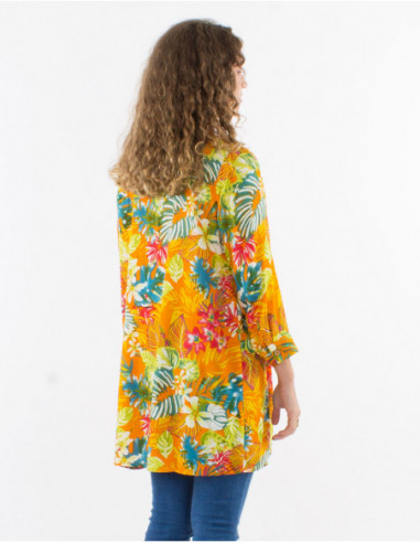 Original tropical tunic with pleats