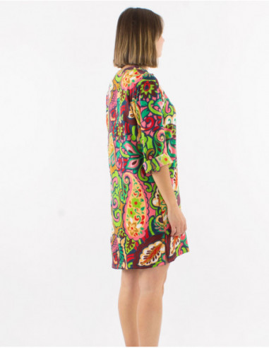 Robe chemise baba cool bariolée