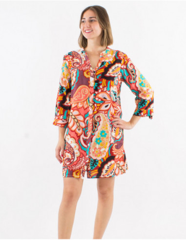 Robe chemise baba cool bariolée