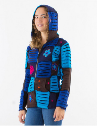 Veste à capuche patchwork baba cool