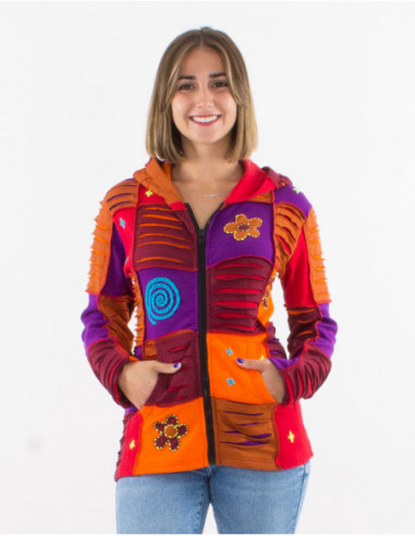 Veste à capuche patchwork baba cool