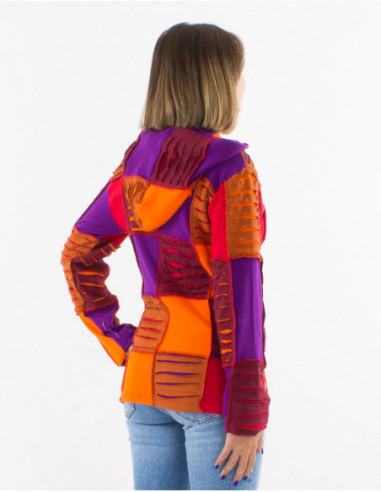 Veste à capuche patchwork baba cool