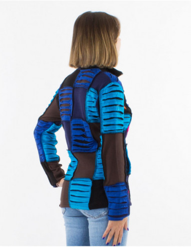 Veste courte patchwork tissu baba cool