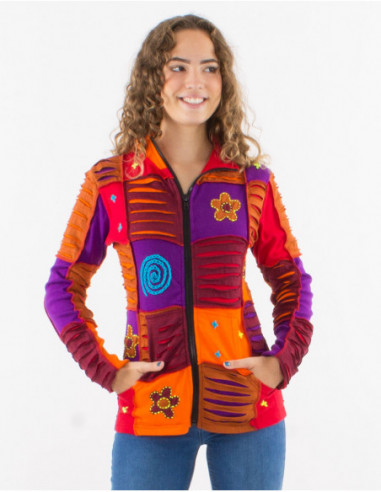 Veste courte patchwork tissu baba cool