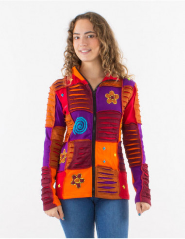 Veste courte patchwork tissu baba cool