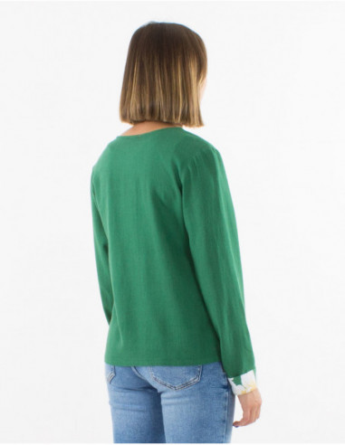 Short jacket with plain linen buttons