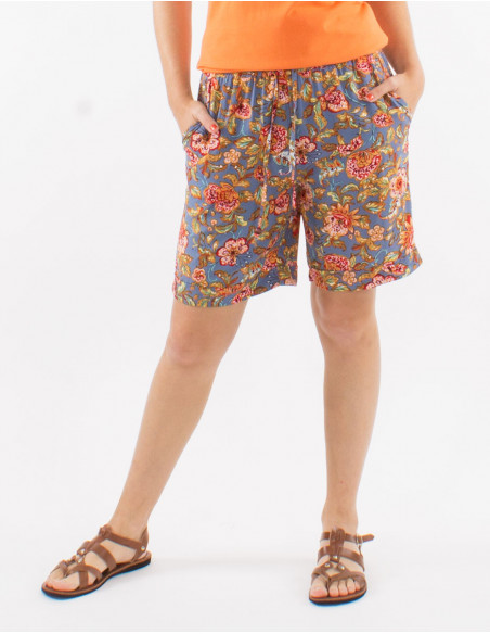 Colorful bohemian floral fluid shorts