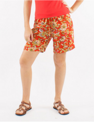 Colorful bohemian floral fluid shorts