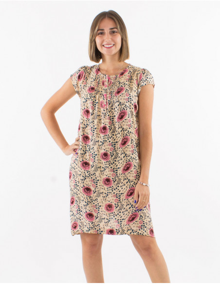 Floral boho tunic with chic pleats