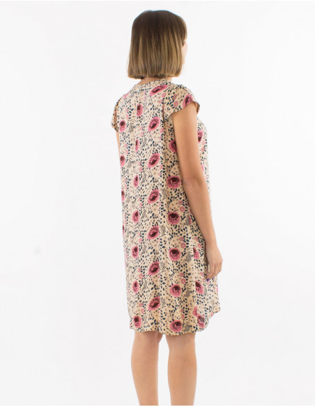 Tunique boho fleurie avec plis chic