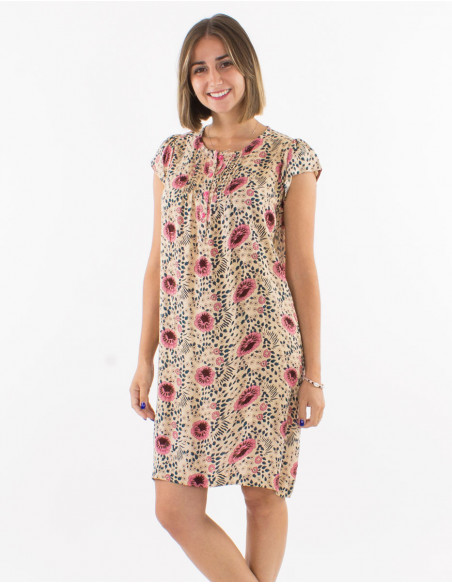 Tunique boho fleurie avec plis chic