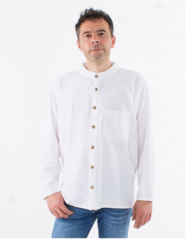 Men's long-sleeved plain shirt