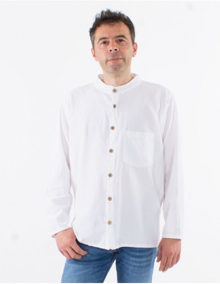 Men's long-sleeved plain shirt