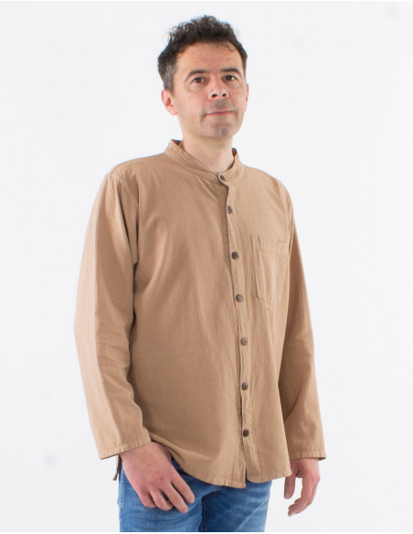 Men's long-sleeved plain shirt
