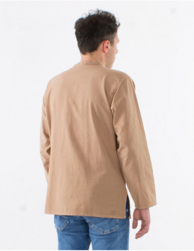 Men's long-sleeved plain shirt