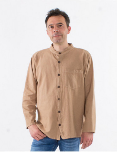 Men's long-sleeved plain shirt