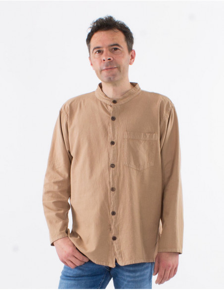 Men's long-sleeved plain shirt