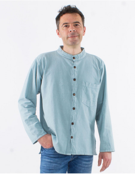 Men's long-sleeved plain shirt