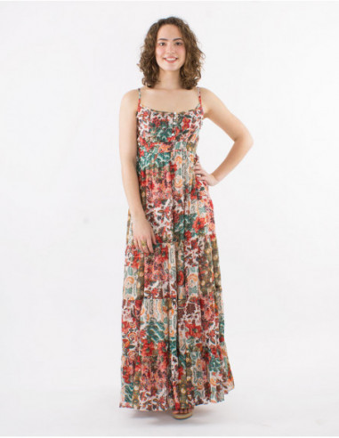 Robe longue fines bretelles et plastron