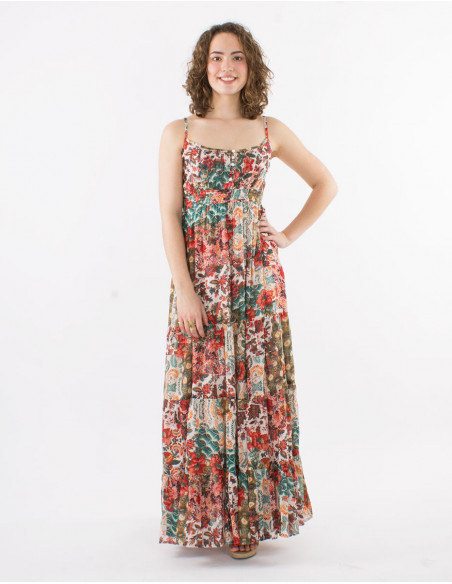 Long dress with thin straps&breastplate