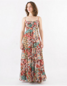 Robe longue fines bretelles et plastron