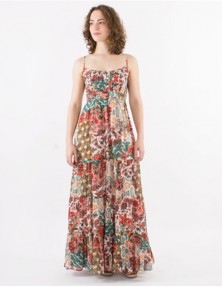 Long dress with thin straps&breastplate