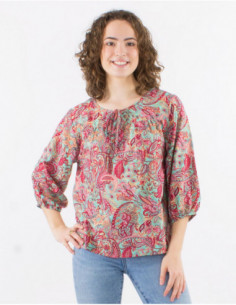 Blouse manches 3/4 motif cachemire 2