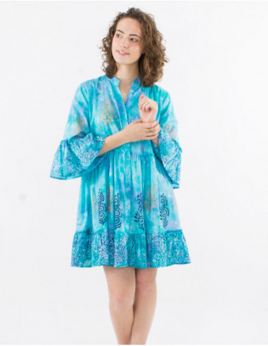Robe courte boho à volants Tie and Dye
