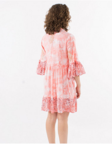 Robe courte boho à volants Tie and Dye