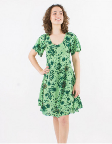 Colorful floral bohemian flare dress