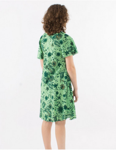 Colorful floral bohemian flare dress