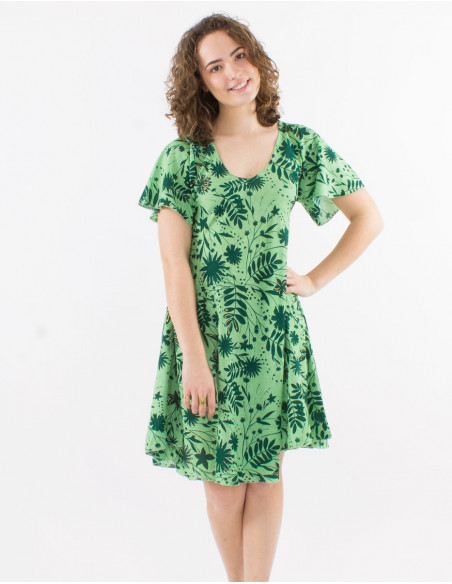 Colorful floral bohemian flare dress