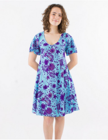 Colorful floral bohemian flare dress