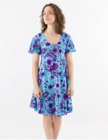 Colorful floral bohemian flare dress