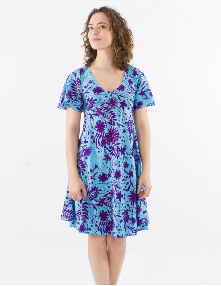 Colorful floral bohemian flare dress