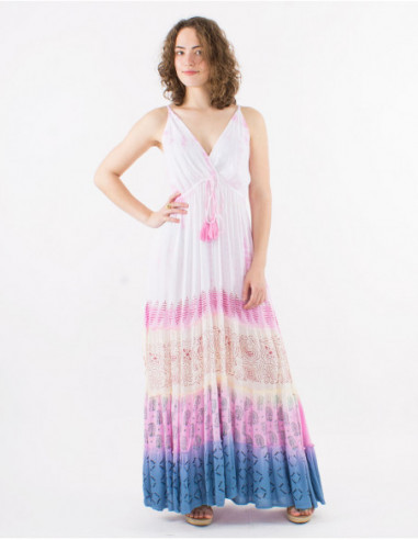 Robe longue d'été motifs Maori Tie Dye