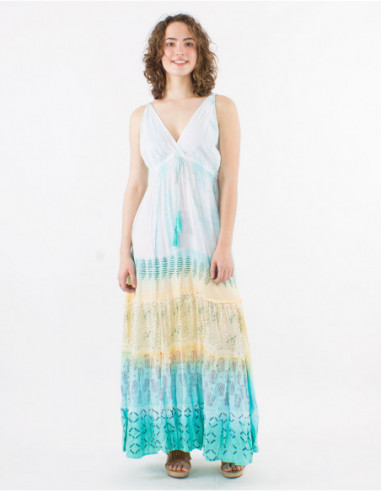 Robe longue d'été motifs Maori Tie Dye