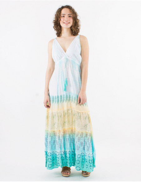 Robe longue d'été motifs Maori Tie Dye