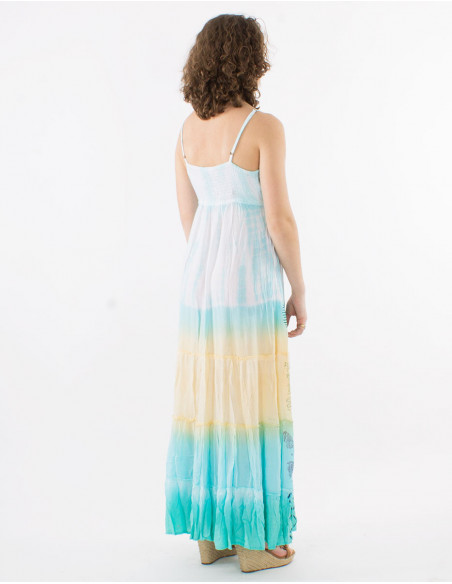 Robe longue d'été motifs Maori Tie Dye