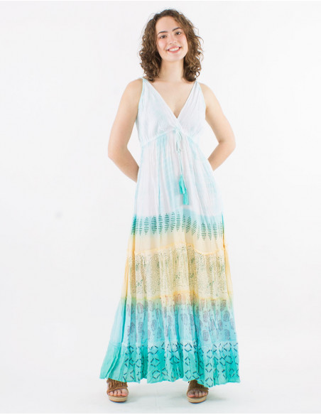 Robe longue d'été motifs Maori Tie Dye