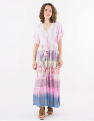 Robe de plage viscose Tie Dye Maori