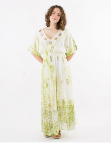 Robe longue de plage Tie Dye perles