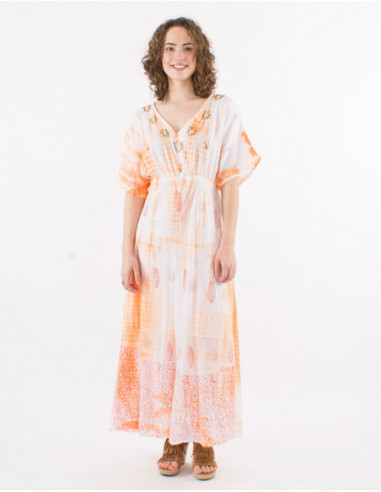 Robe longue de plage Tie Dye perles