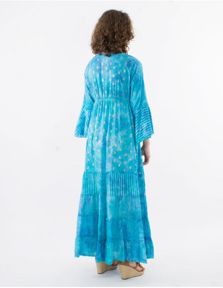 Robe longue boho Tie Dye avec perles